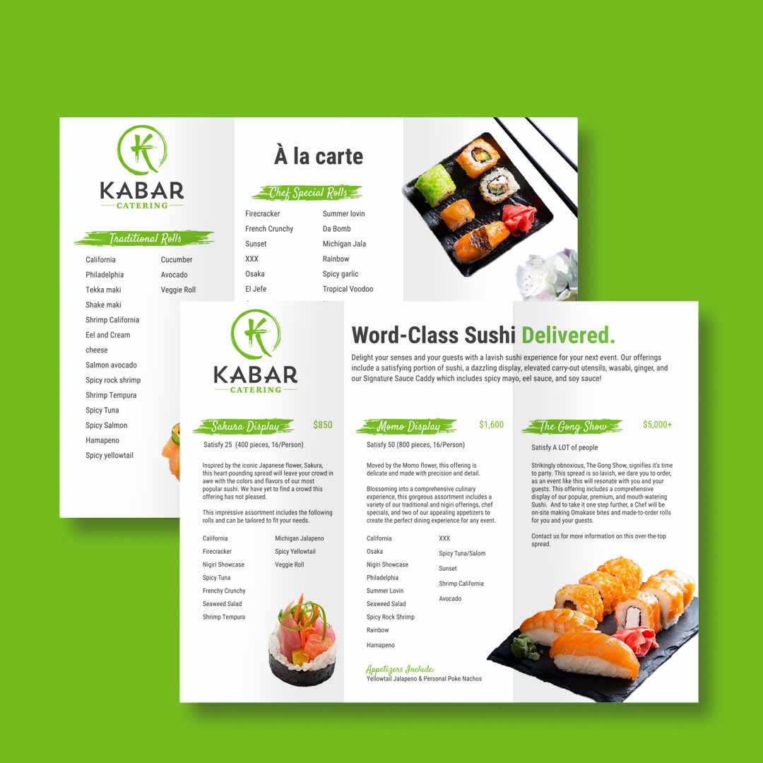 Brochure Design for Sushi Kabar Catering by Kamunikate Wow-Worthy Marketing