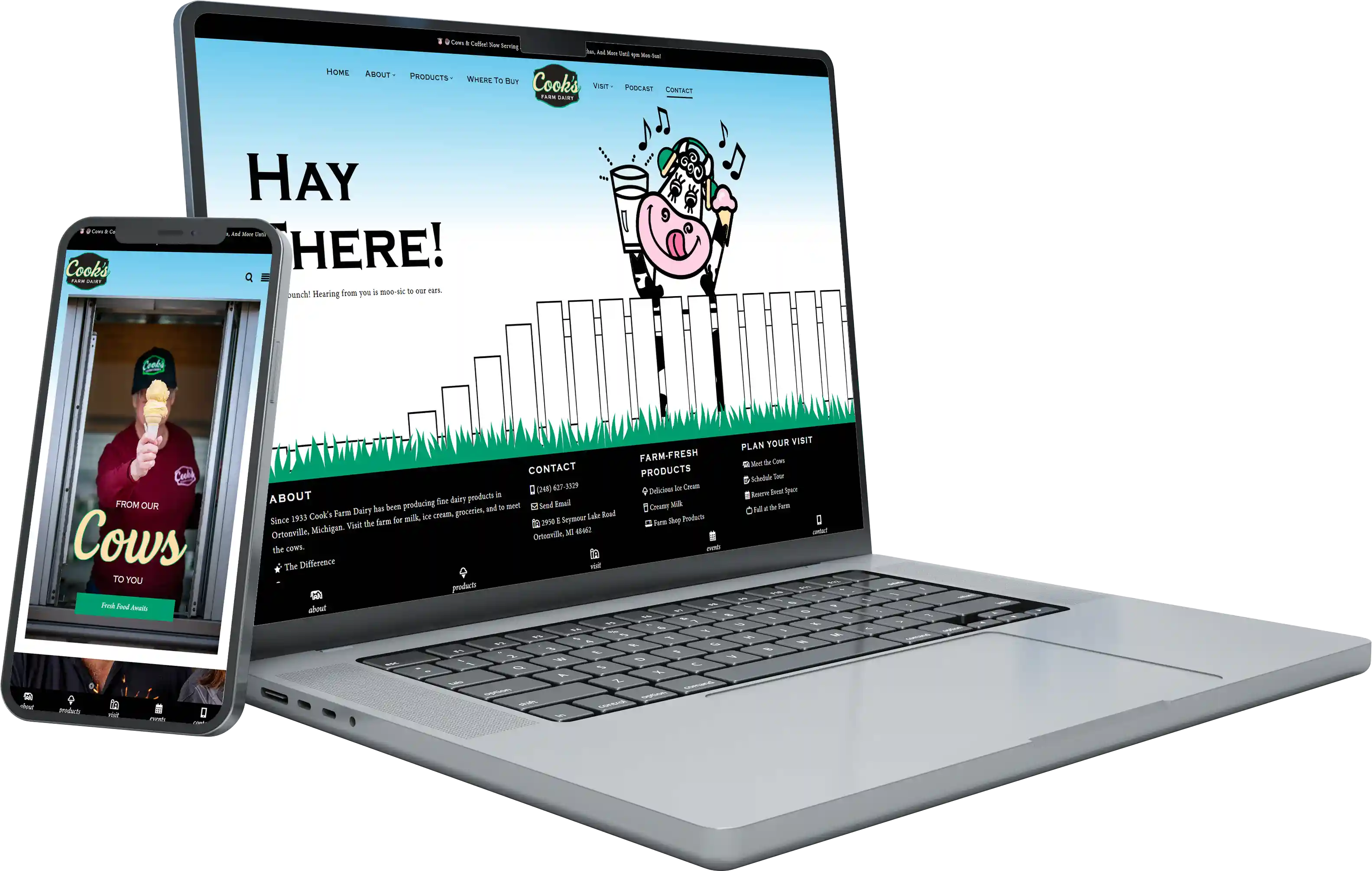 Cook's Farm Dairy Responsive Website Design, Development by Kamunikate Wow-Worthy Websites